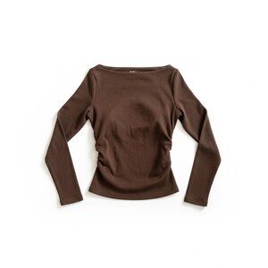 $55 MSRP OGL Boatneck Brami Top Brown/Espresso Medium NWT Built-In Bra